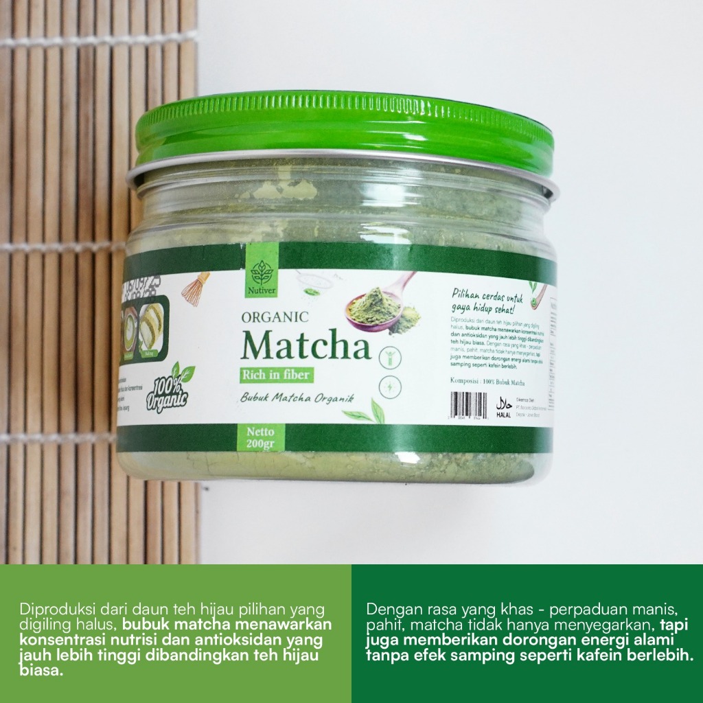 NUTIVER Pure Matcha Powder Premium Matcha Bubuk Matcha Organic & Original 200gr