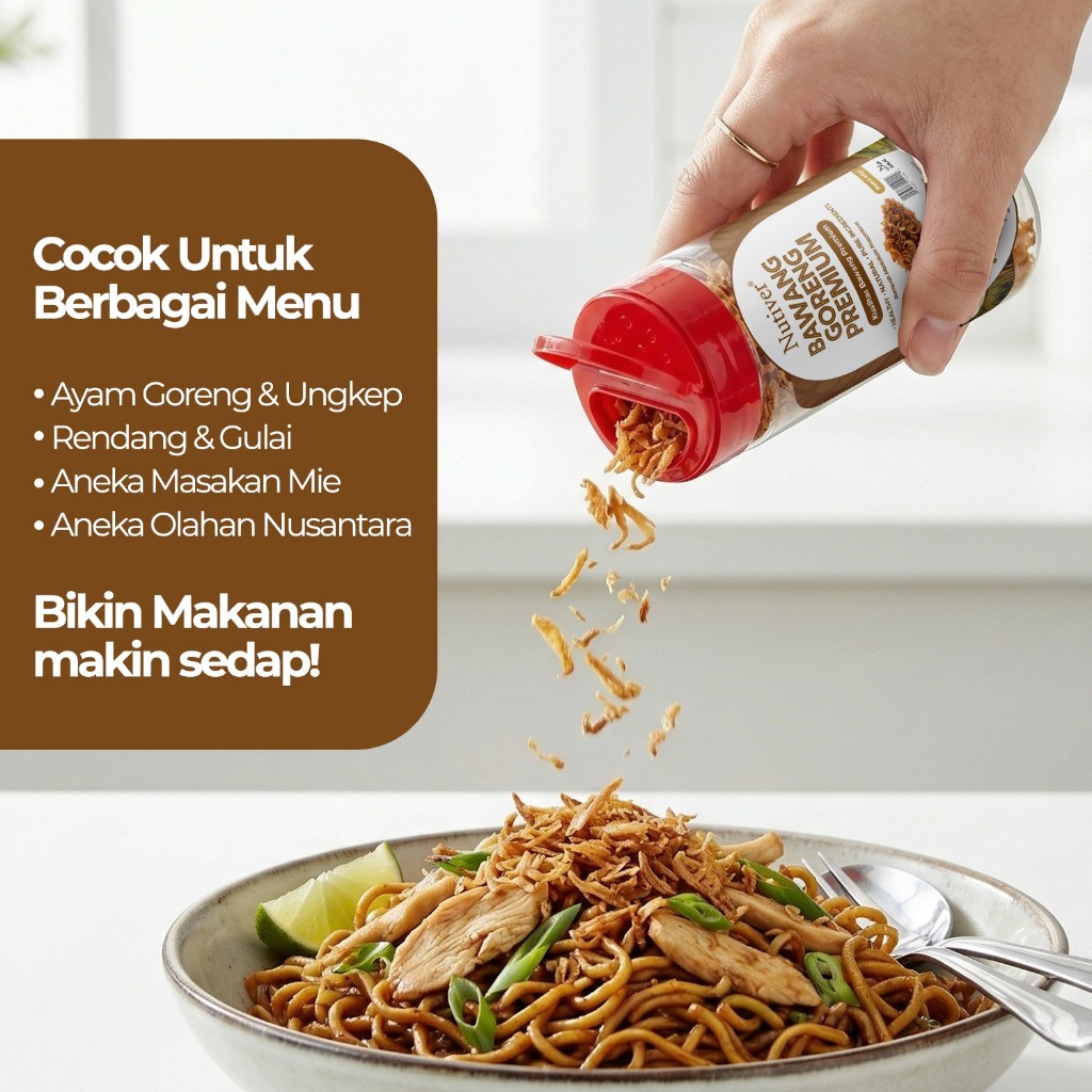 NUTIVER Bawang Goreng Premium 45gr Renyah Gurih Taburan Makanan Siap Saji Tanpa Pengawet