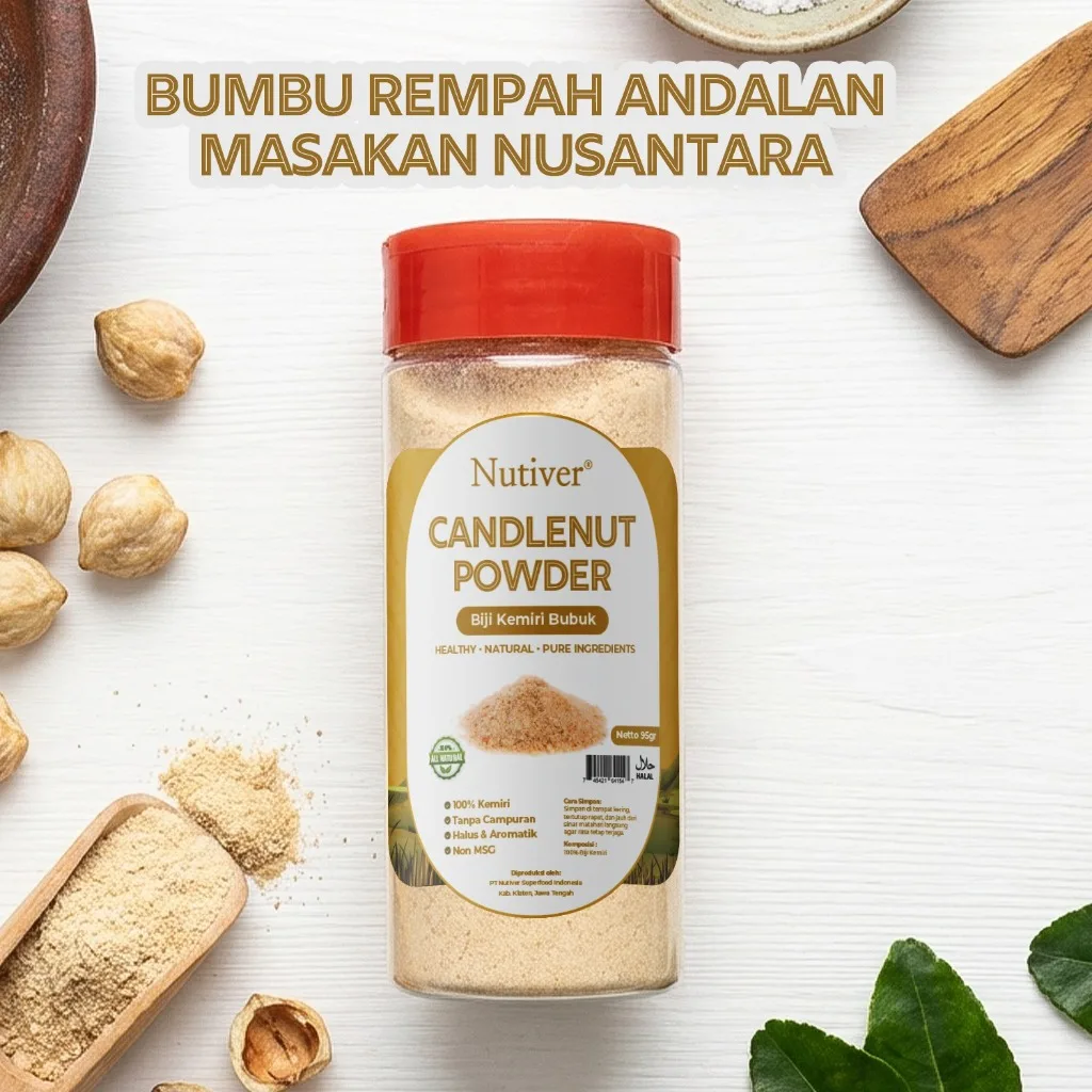 NUTIVER Kemiri Bubuk Candlenut Powder 95gr Premium 100% Kemiri Asli Gurih & Kental Non MSG