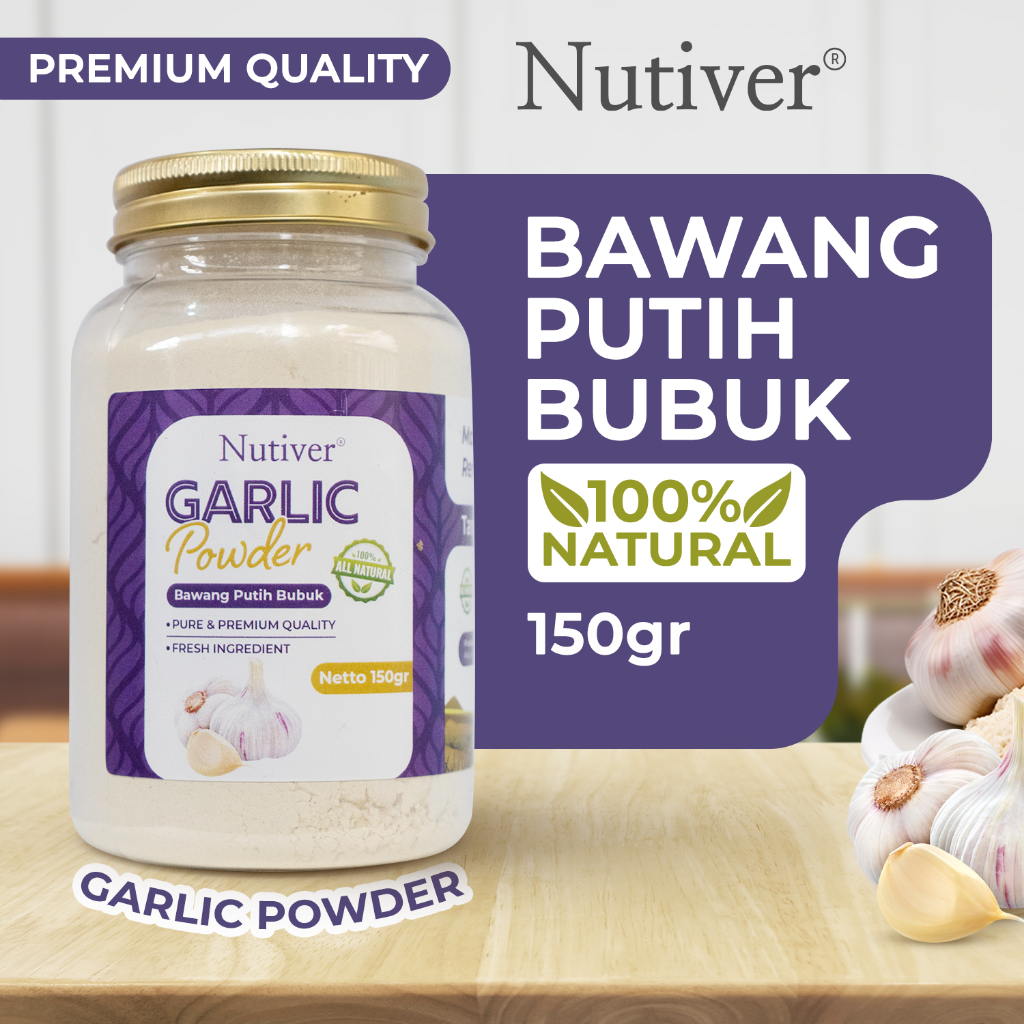 NUTIVER Bawang Putih Bubuk Garlic Powder Bumbu Masak Dapur Siap Pakai Untuk Masakan 150gr