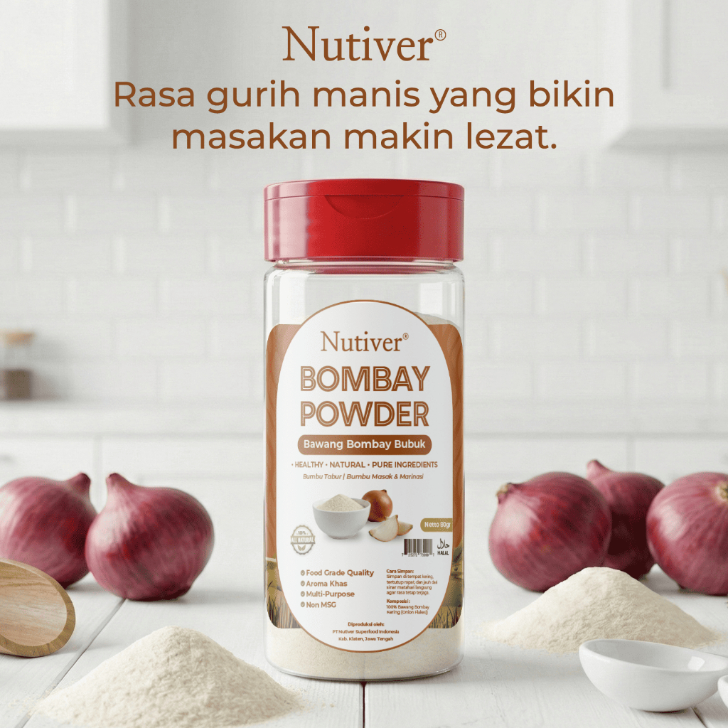 NUTIVER Bawang Bombay Powder 80gr Bawang Bombay Bubuk Bumbu Masak Marinasi Non MSG Food Grade