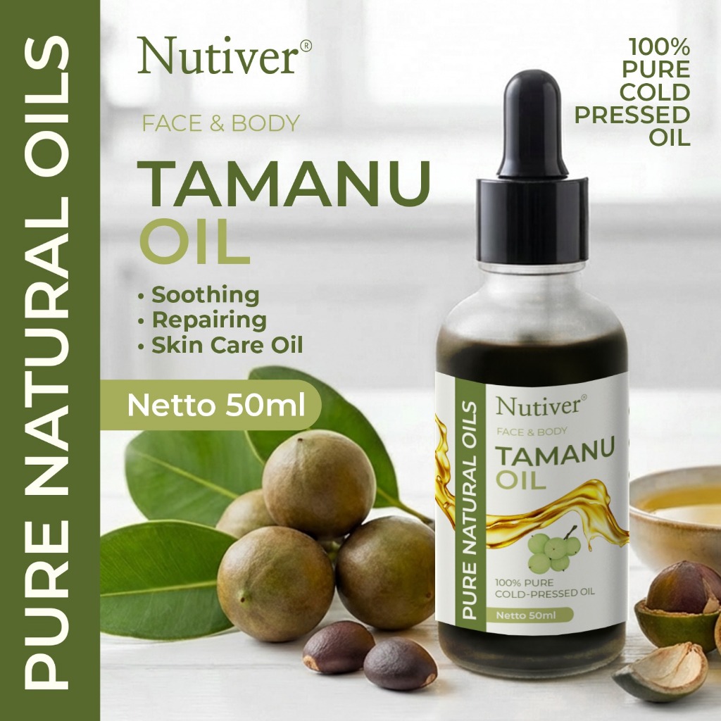 NUTIVER Tamanu Oil 50ml Asli Cold Pressed Minyak Tamanu untuk Wajah, Jerawat & Bekas Luka