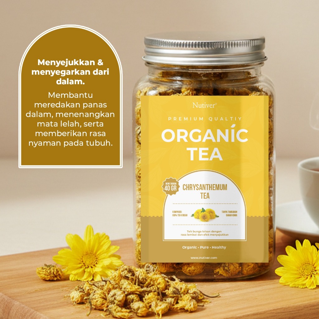 NUTIVER Teh Bunga Krisan Organik Organic Chrysanthemum Tea Herbal Menenangkan Tanpa Kafein 40gr