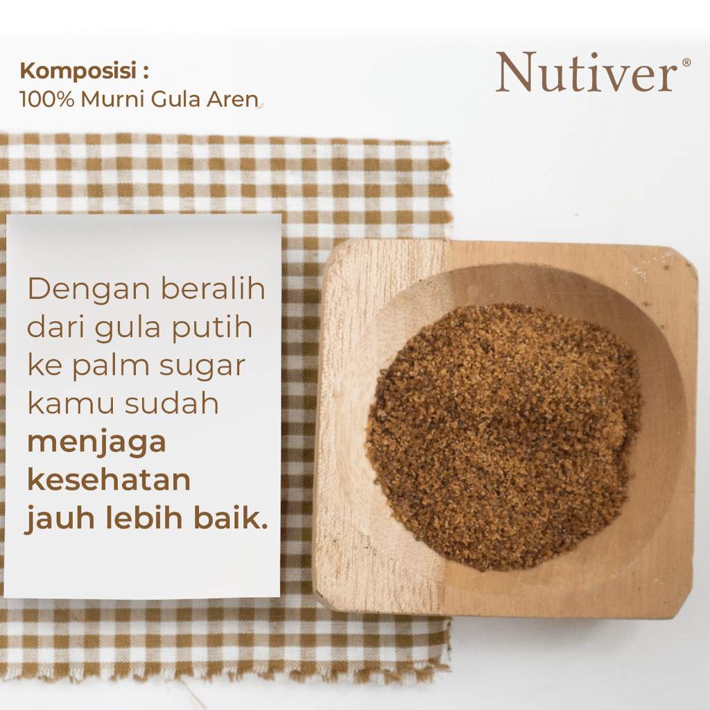 NUTIVER Gula Aren Bubuk Organik Palm Sugar Powder Nira Aren Asli Natural Manis Alami 200gr
