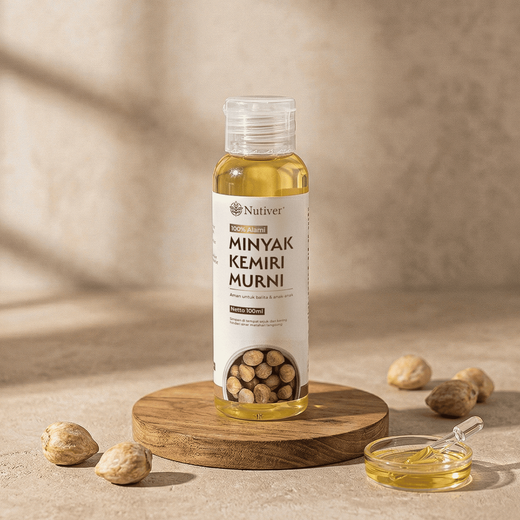 NUTIVER Minyak Kemiri Murni 100% Asli Penumbuh Rambut Anti Rontok Penebal Rambut Alami 100Ml