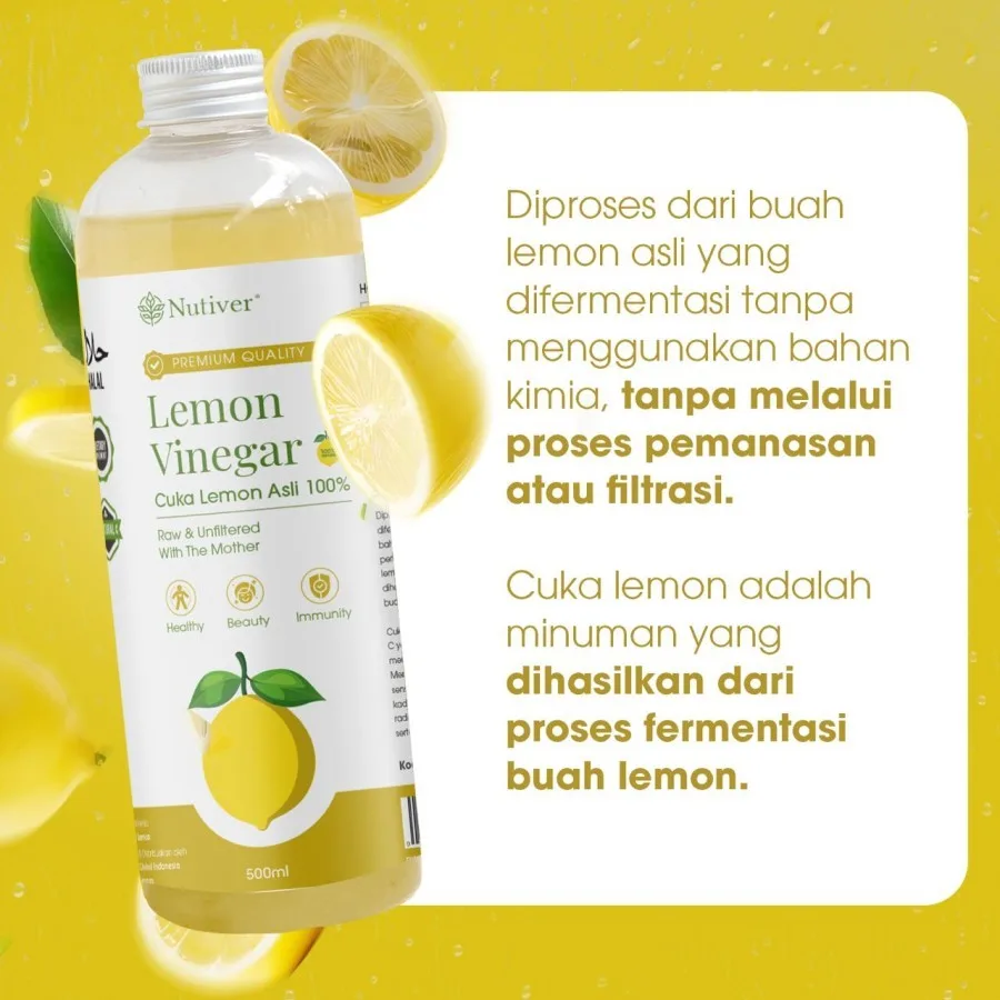 NUTIVER Paket 2 In 1 - Sari Lemon 500ml & Cuka Apel 500ml