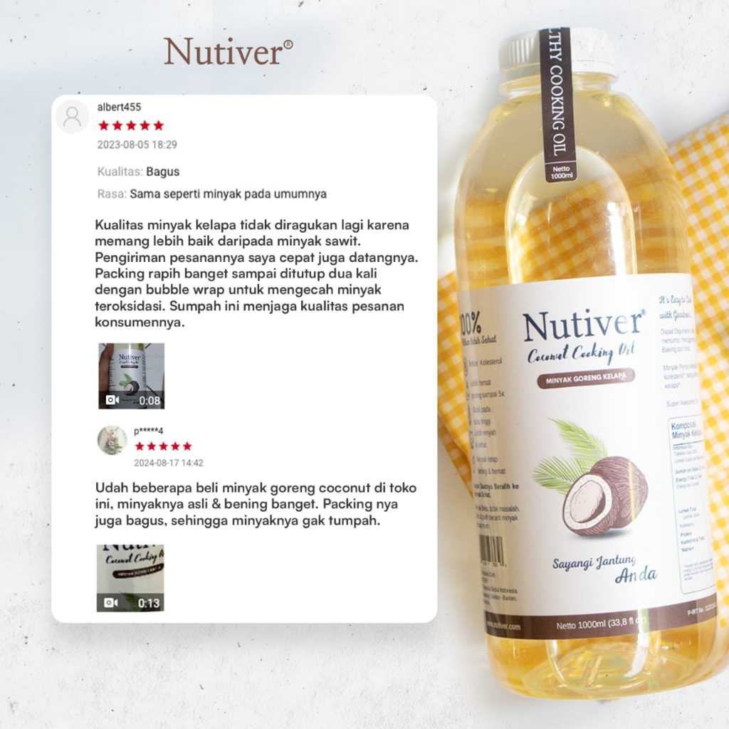 NUTIVER Minyak Goreng Kelapa 5 Liter Coconut Cooking Oil Sehat & Hemat untuk Memasak
