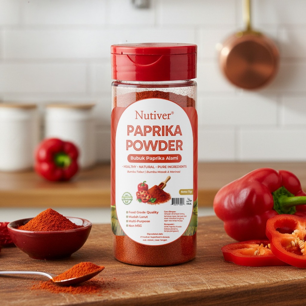 NUTIVER Paprika Powder 75gr Paprika Bubuk Alami Non MSG Tanpa Pengawet Bumbu Masak & Marinasi