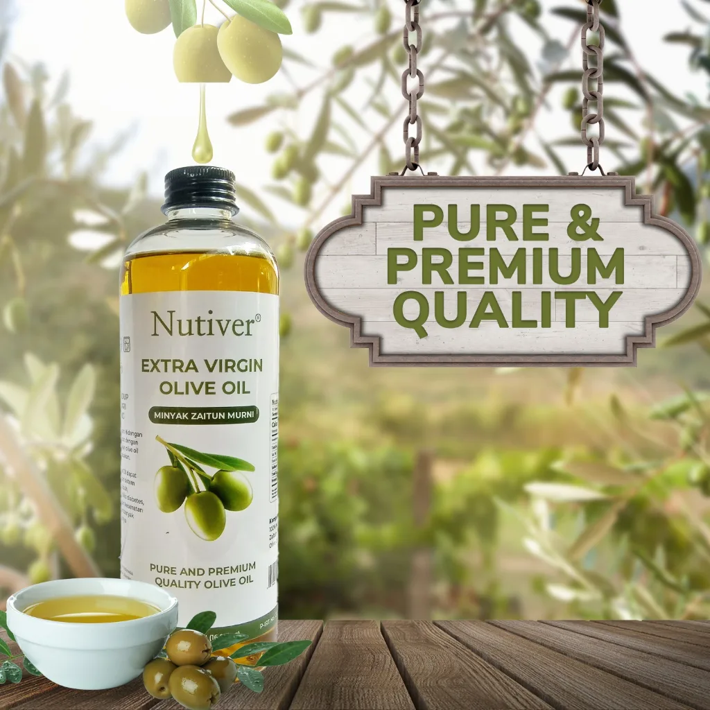 NUTIVER Minyak Zaitun Asli Extra Virgin Olive Oil Evoo Mpasi & Masakan Sehat 500ml Cold Pressed
