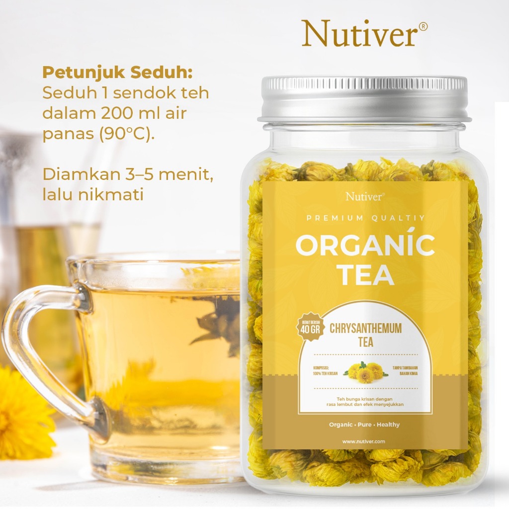 NUTIVER Teh Bunga Krisan Organik Organic Chrysanthemum Tea Herbal Menenangkan Tanpa Kafein 40gr
