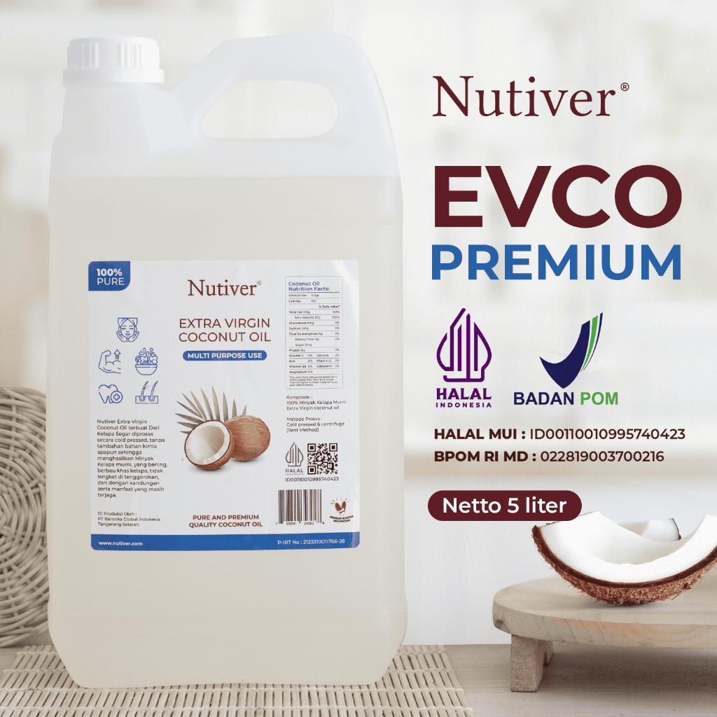 NUTIVER Minyak Kelapa VCO 5 Liter Virgin Coconut Oil EVCO Cold Pressed Murni