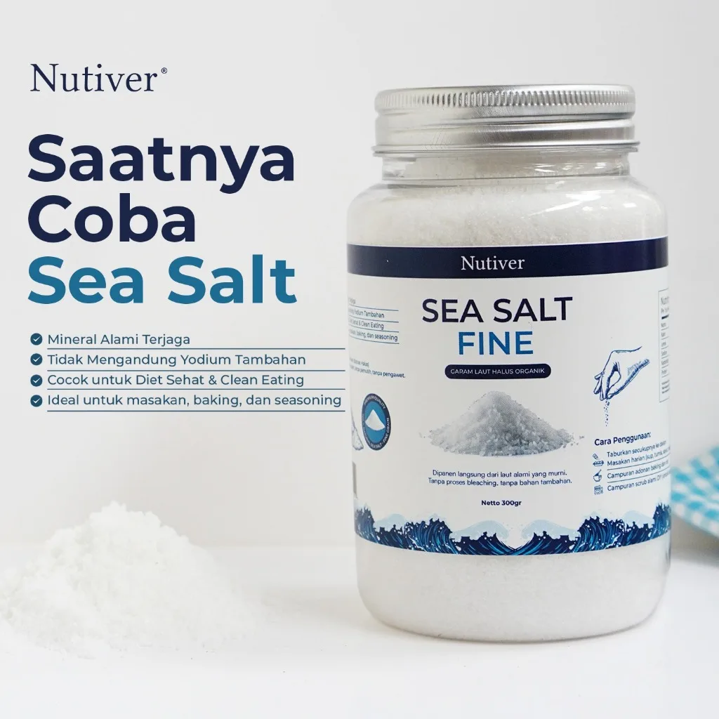 Nutiver Sea Salt Fine 300gr Garam Laut Halus Organik Tanpa Yodium Tambahan untuk Diet