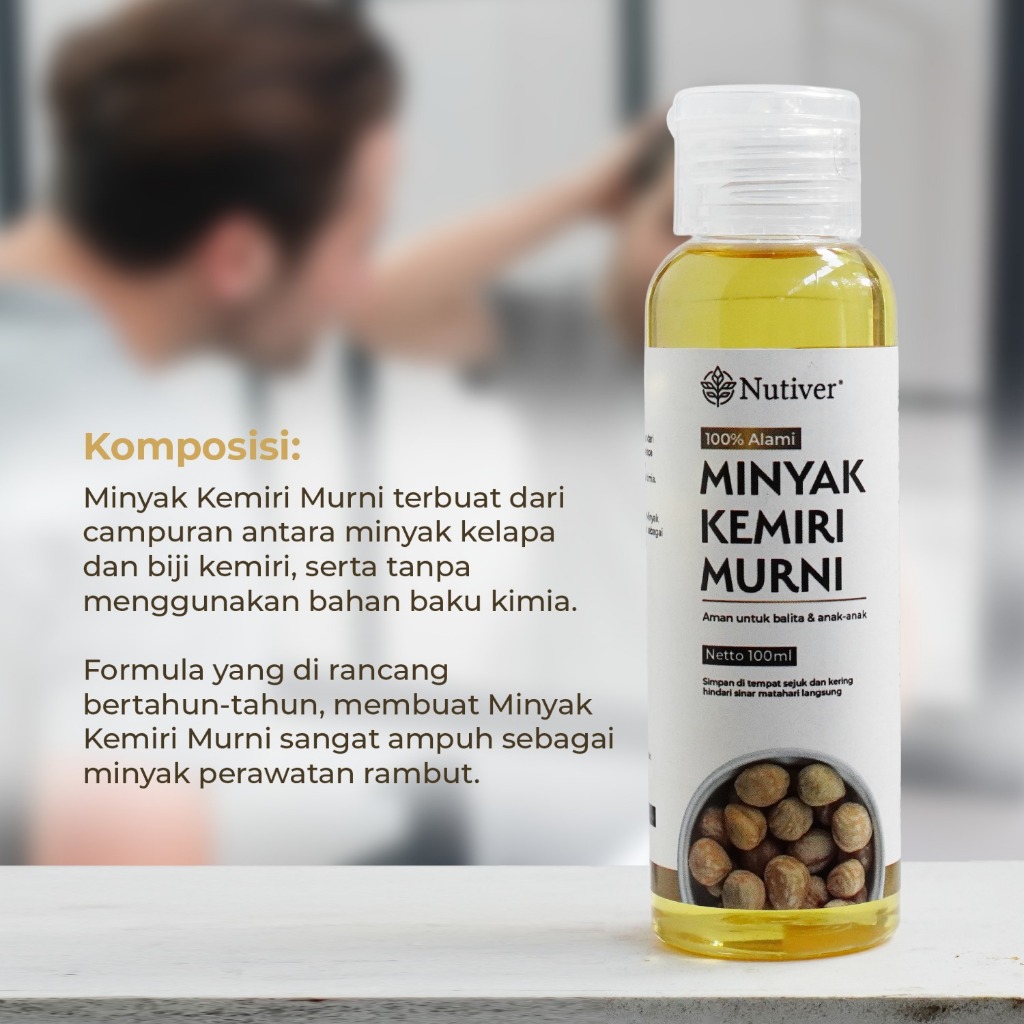 NUTIVER Minyak Kemiri Murni 100% Asli Penumbuh Rambut Anti Rontok Penebal Rambut Alami 100Ml