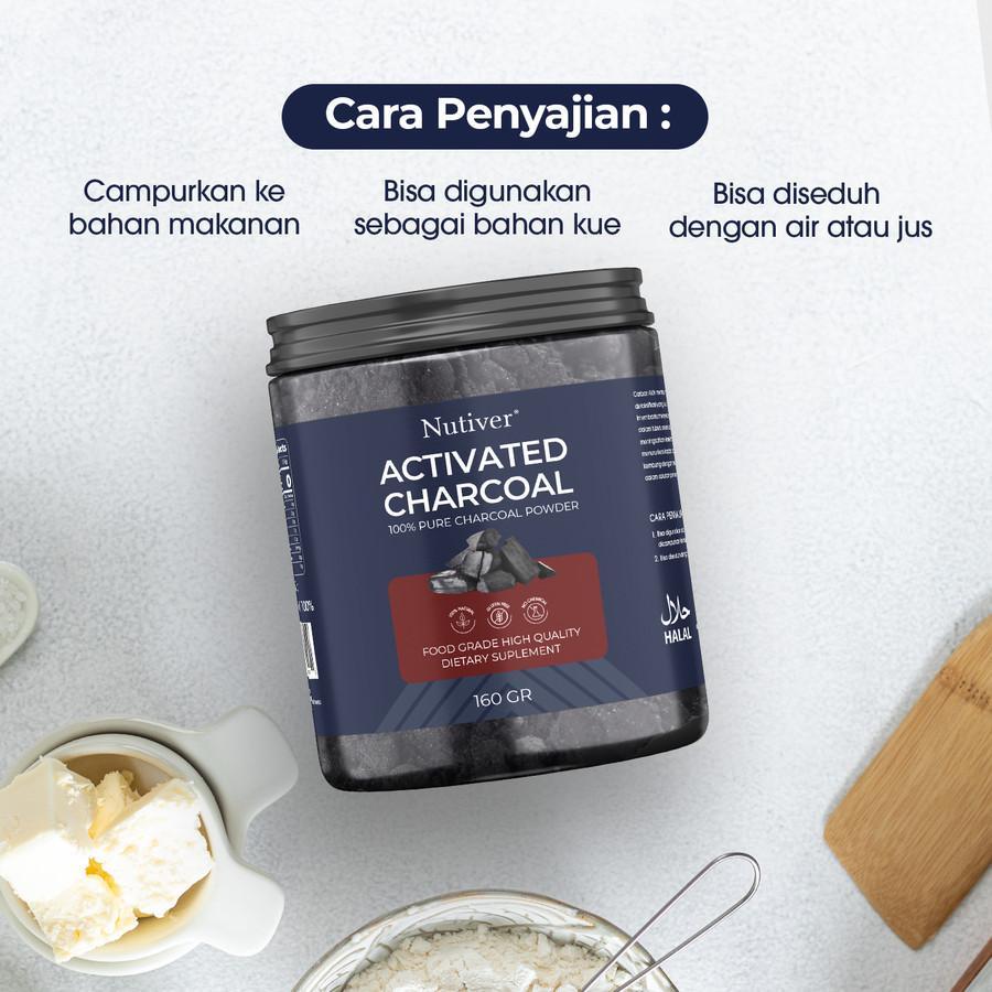 NUTIVER Arang Bubuk  Activated Charcoal   Arang Bubuk Murni Pure Charcoal Powder - 160 GRAM