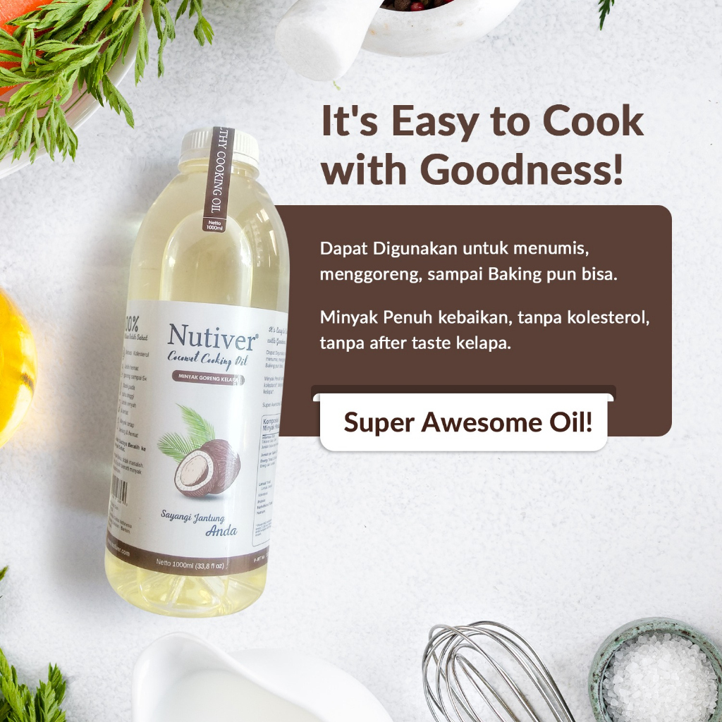 NUTIVER Minyak Goreng Kelapa 1 Liter Coconut Cooking Oil Minyak Kelapa Sehat Untuk Memasak