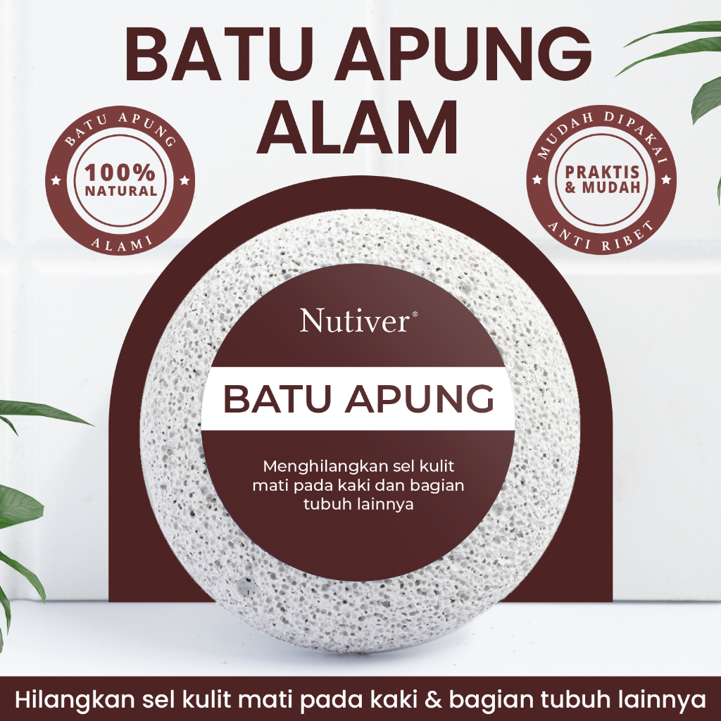 NUTIVER Batu Apung Natural Lava Stone Penghilang Sel Kulit Mati & Kapalan