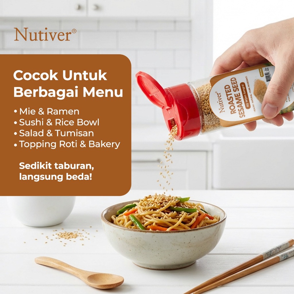 NUTIVER Wijen Sangrai Premium 80gr Biji Wijen Sangrai Gurih Alami Non MSG Tanpa Pengawet