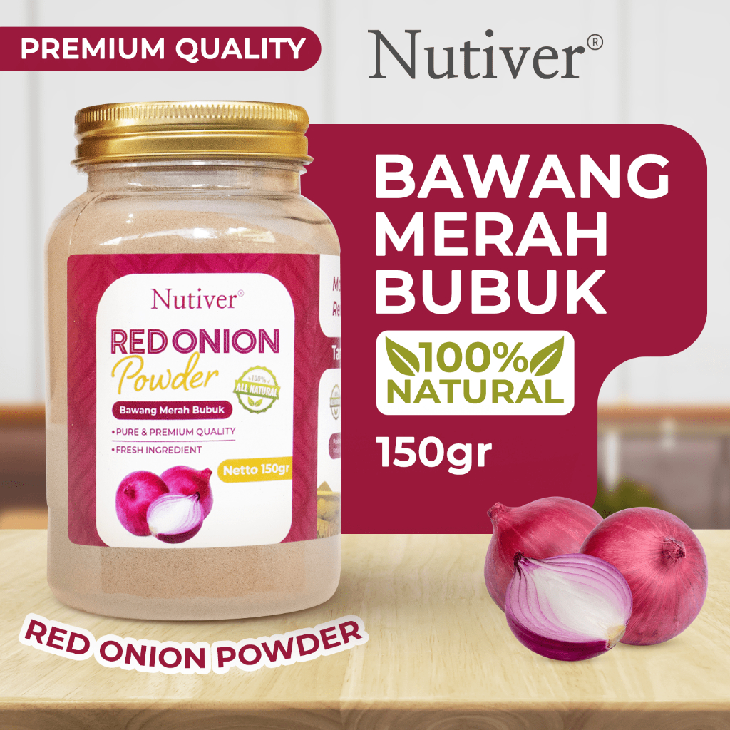 NUTIVER Bawang Merah Bubuk Red Onion Powder Bumbu Masak Dapur Siap Pakai Untuk Masakan 150gr
