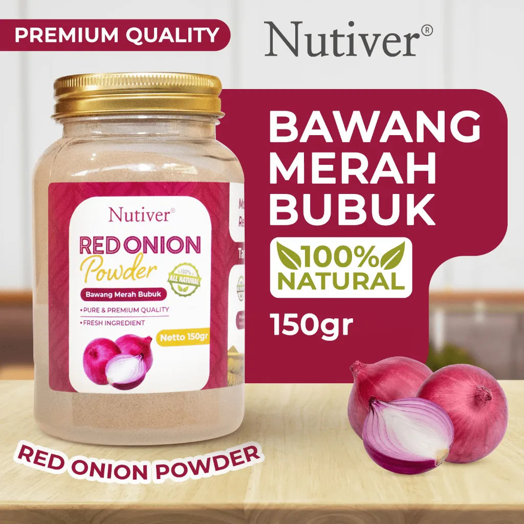NUTIVER Bawang Merah Bubuk Red Onion Powder Bumbu Masak Dapur Siap Pakai Untuk Masakan 150gr