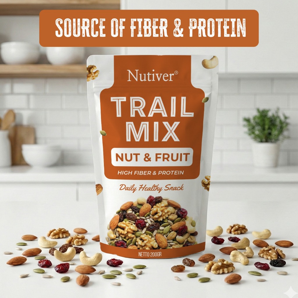 NUTIVER Trail Mix Nut & Fruit High Fiber & Protein 200gr Kacang dan Buah Kering Pilihan 200gr