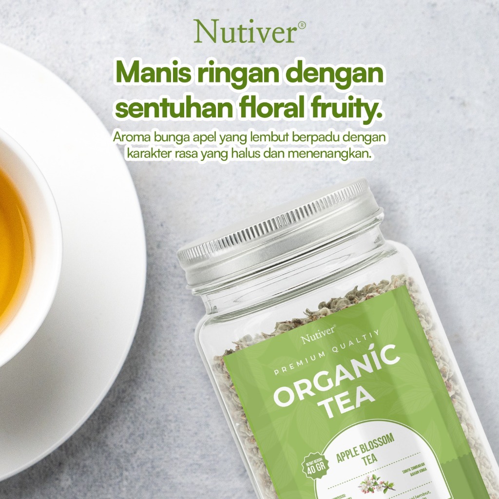 NUTIVER Teh Bunga Organik Aroma Apel Organic Tea Apple Blossom  Segar Herbal Relaxing Non Kafein 40g