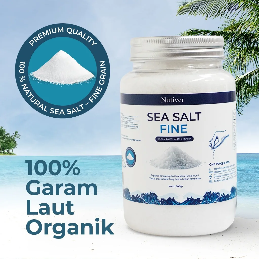Nutiver Sea Salt Fine 300gr Garam Laut Halus Organik Tanpa Yodium Tambahan untuk Diet