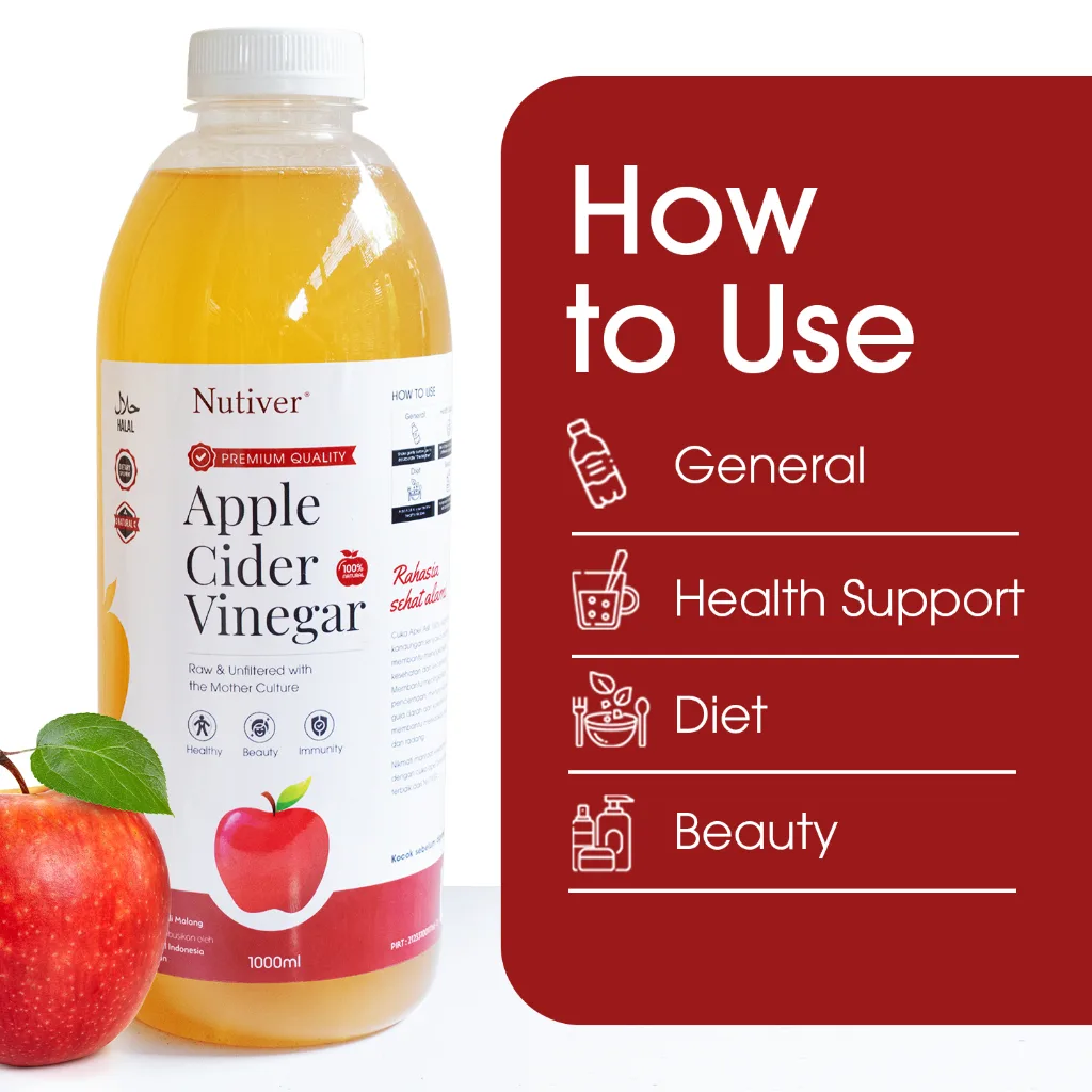 Nutiver Cuka Apel Organik With The Mother 1 Liter - Minuman Sehat untuk Diet