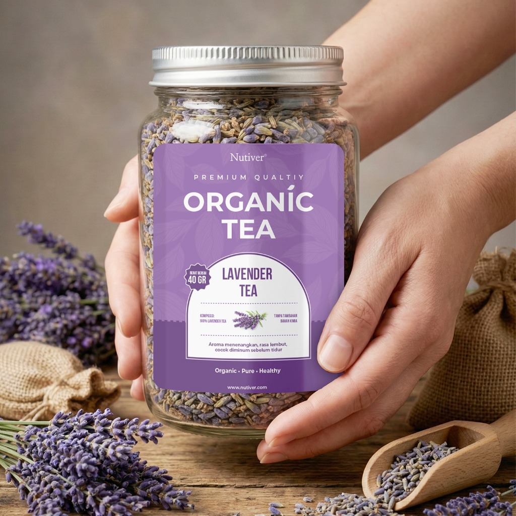 Nutiver Teh Bunga Organik Lavender Teh Herbal Aromatic Menenangkan Relaksasi Sebelum Tidur 40gr