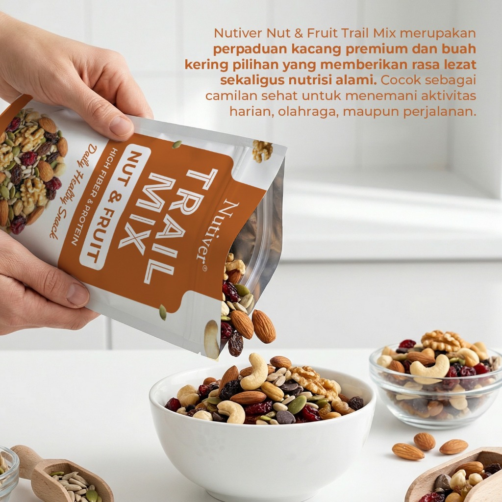 NUTIVER Trail Mix Nut & Fruit High Fiber & Protein 200gr Kacang dan Buah Kering Pilihan 200gr