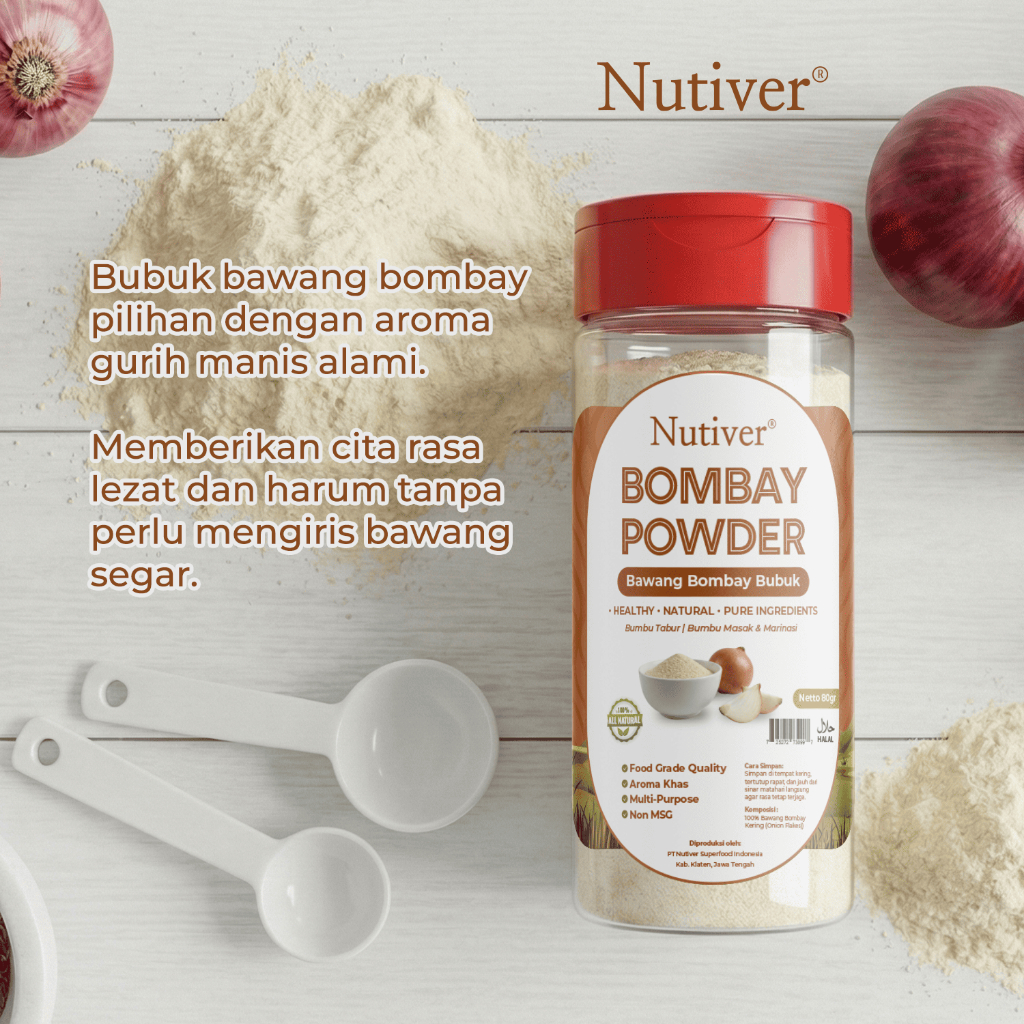 NUTIVER Bawang Bombay Powder 80gr Bawang Bombay Bubuk Bumbu Masak Marinasi Non MSG Food Grade