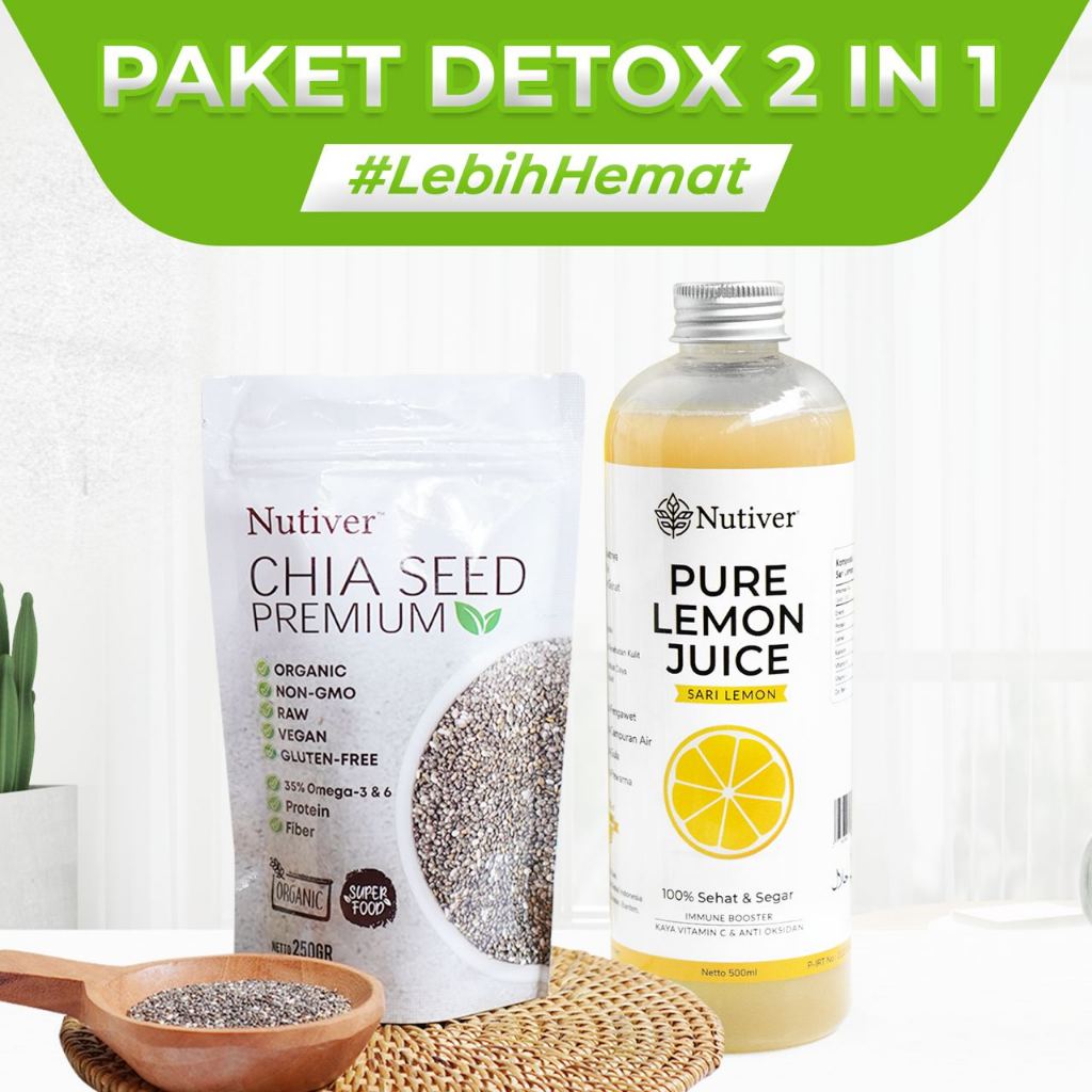 NUTIVER Paket Hemat 1 - Detox 2 In 1 Chiaseed 250gr & Sari Lemon 500ml