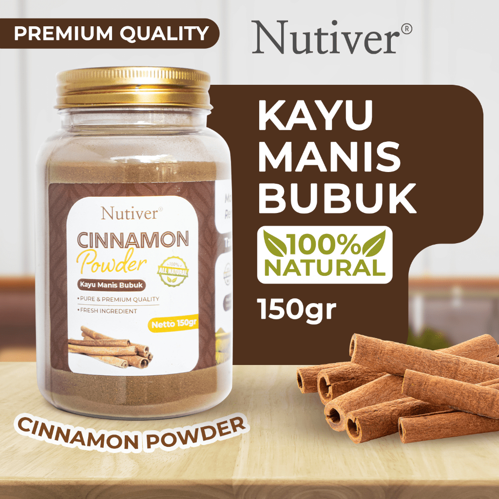 NUTIVER Kayu Manis Bubuk 150gr Cinnamon Powder Bumbu Rempah Premium Tanpa Campuran