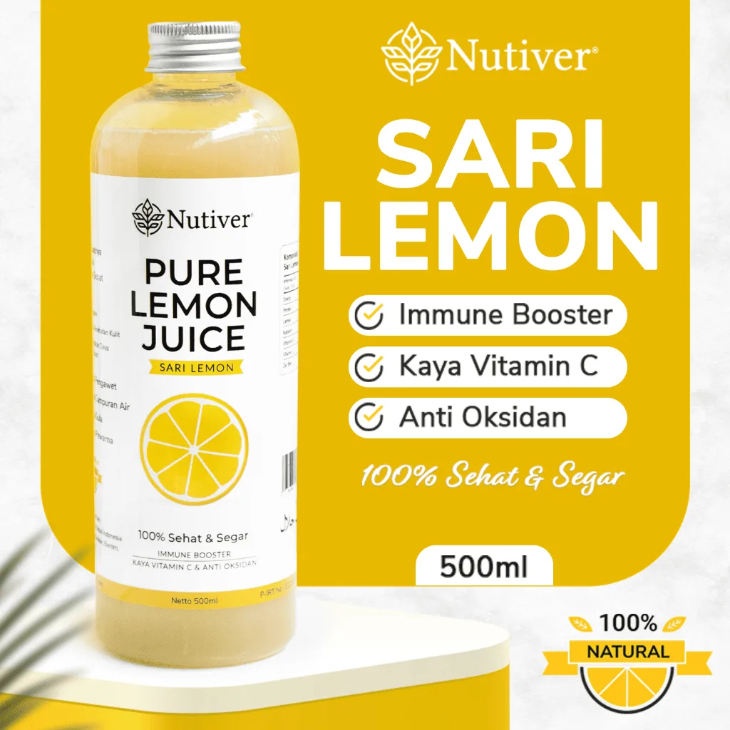 Nutiver Sari Lemon Murni Asli 100% Air Lemon Diet dan Detox Untuk Kesehatan 500ml