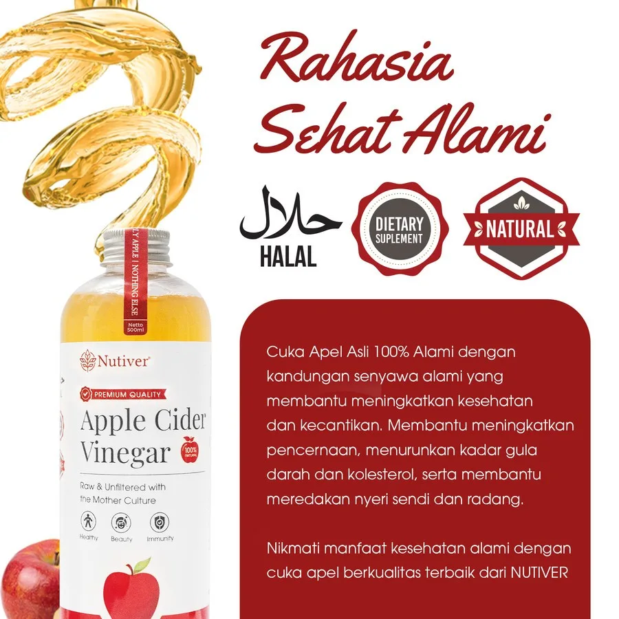 NUTIVER Paket 2 In 1 - Sari Lemon 500ml & Cuka Apel 500ml