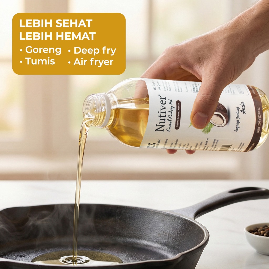 NUTIVER Paket Masak Hemat Minyak Goreng 2 Liter Minyak Goreng Kelapa Sehat Murni Bebas Kolestrol