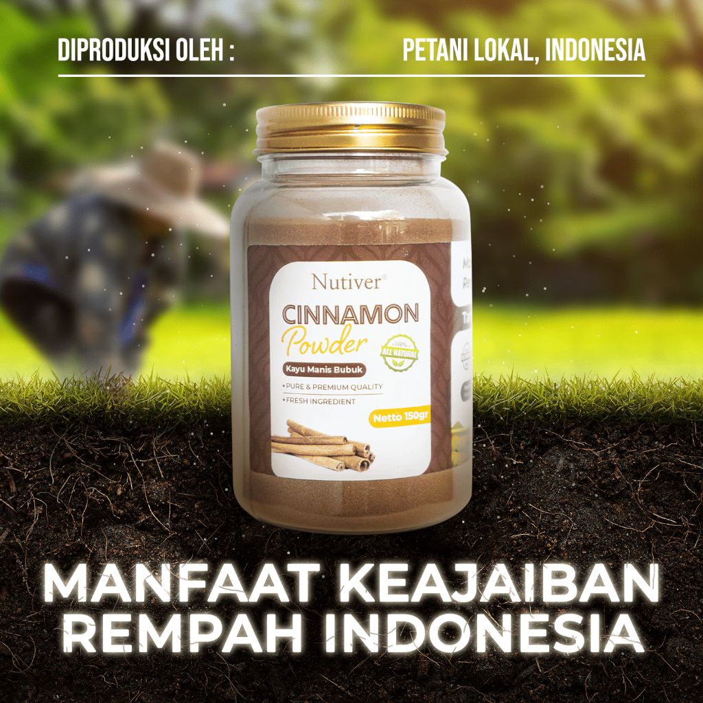 NUTIVER Kayu Manis Bubuk 150gr Cinnamon Powder Bumbu Rempah Premium Tanpa Campuran