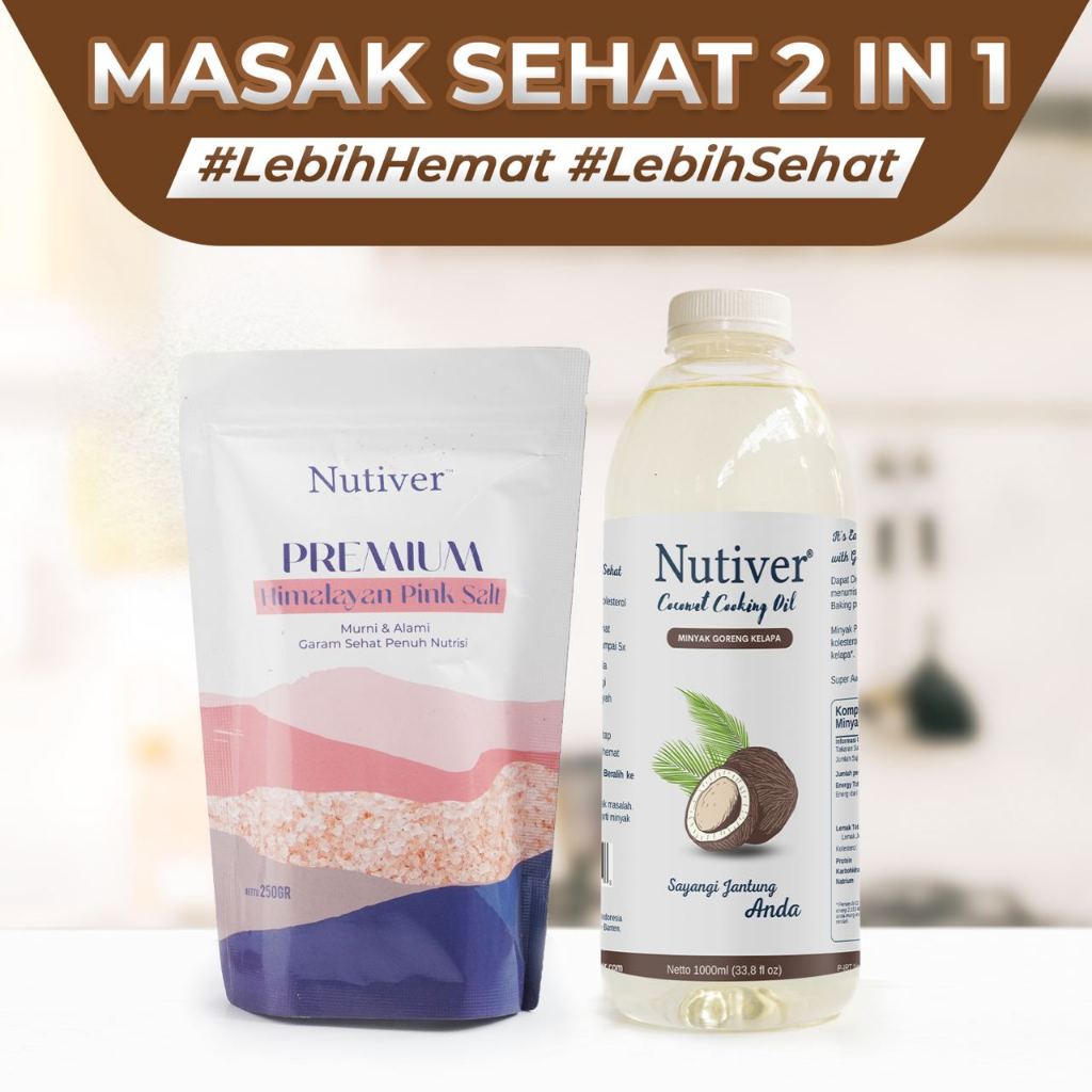 NUTIVER Paket Hemat 4 Masak Sehat / Minyak Goreng Kelapa 1 Liter + Garam Himalaya 250gr