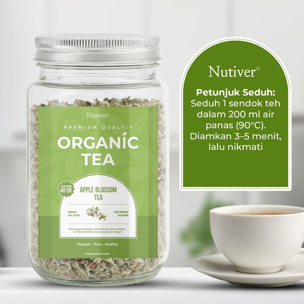 NUTIVER Teh Bunga Organik Aroma Apel Organic Tea Apple Blossom  Segar Herbal Relaxing Non Kafein 40g