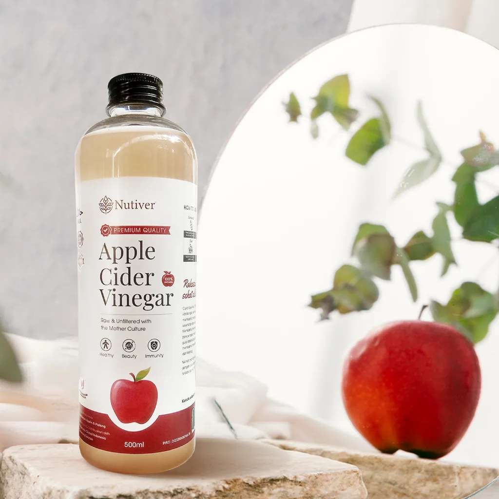 NUTIVER Cuka Apel Organik 500ml With The Mother Apple Cider Vinegar Original untuk Diet