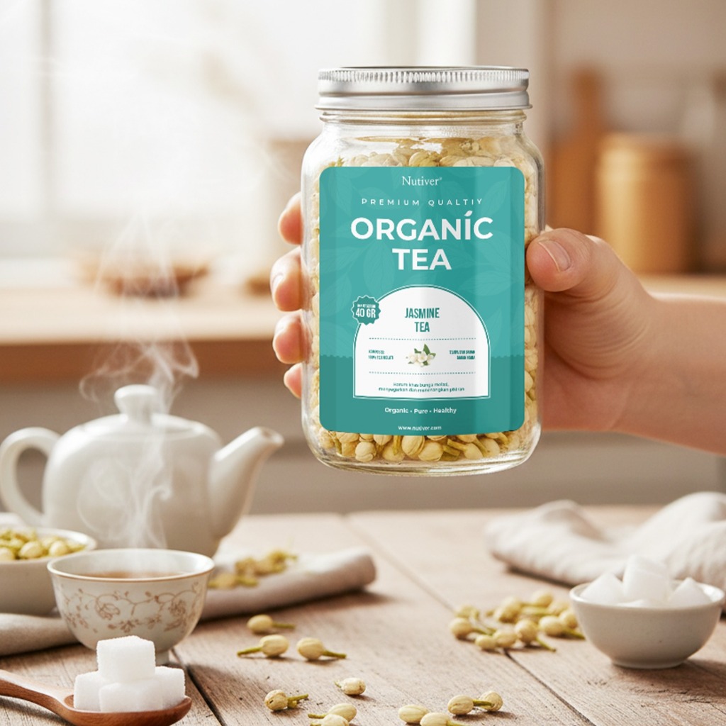 Nutiver Teh Bunga Melati Organik Organic Tea Jasmine  Premium Relaxing Aroma Harum Alami 40gr