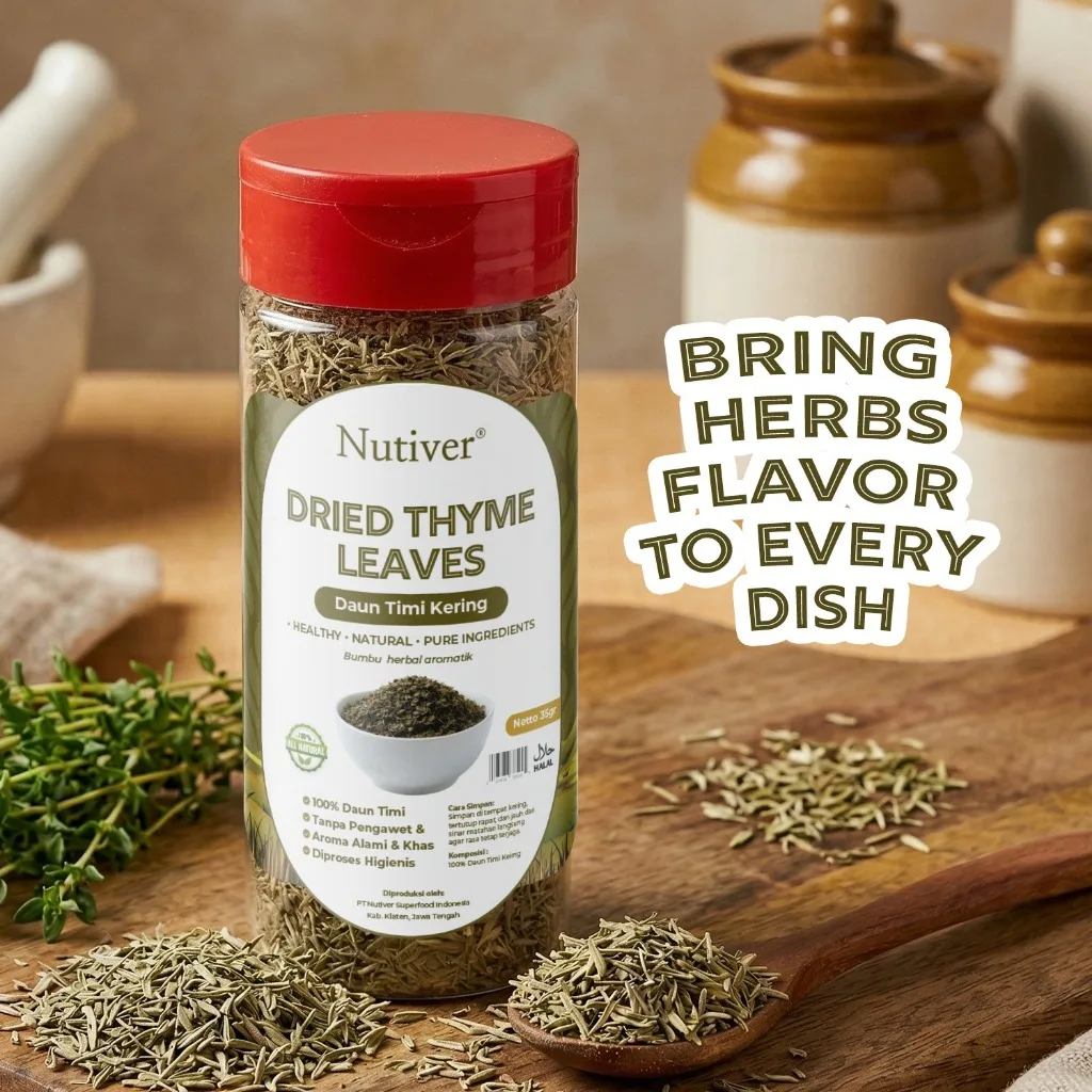 NUTIVER Dried Thyme Leaves 35gr Daun Timi Kering Bumbu Masak Western Non MSG Premium Tanpa Pengawet