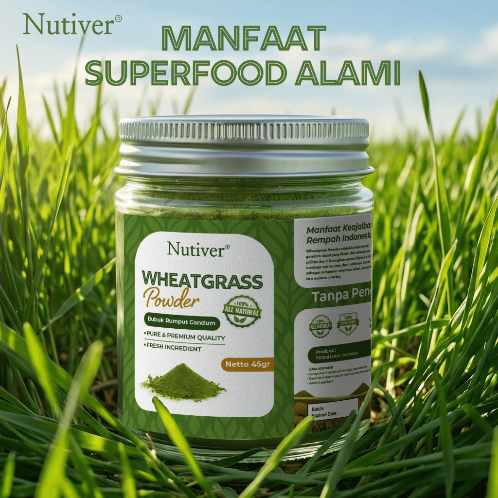NUTIVER Wheatgrass Powder 45gr Bubuk Rumput Gandum Superfood Detox Imun Alami