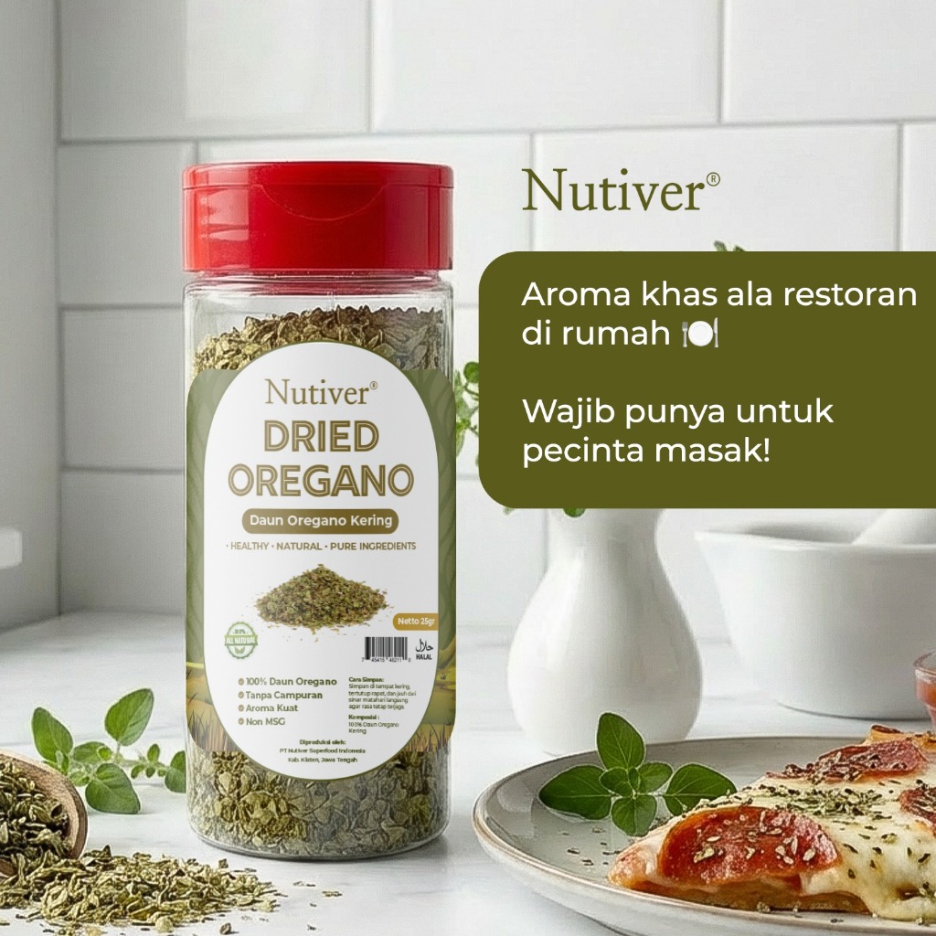 NUTIVER Oregano Kering Asli 55gr Daun Oregano Kering untuk Pizza Pasta Steak & Masakan