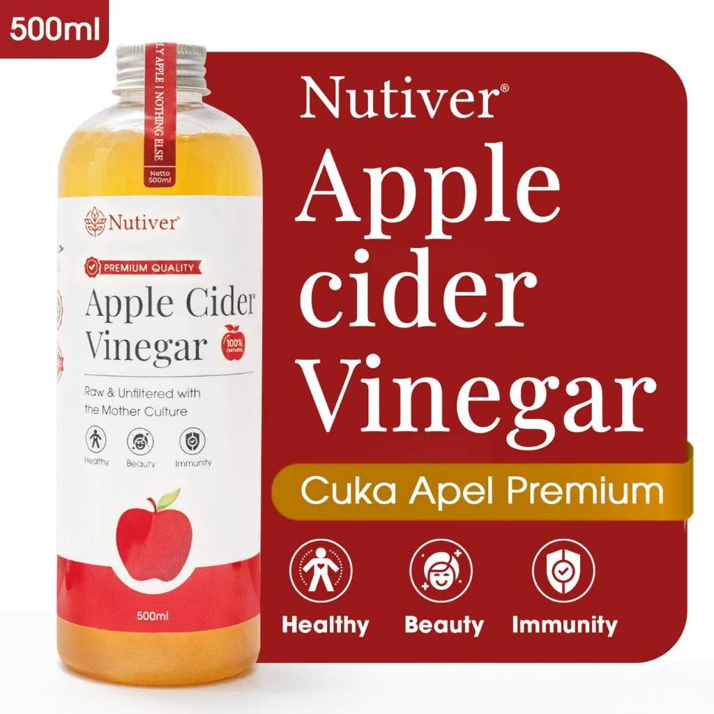 NUTIVER Cuka Apel Organik 500ml With The Mother Apple Cider Vinegar Original untuk Diet