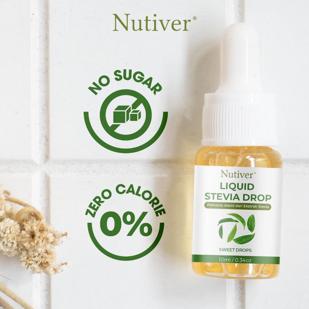 NUTIVER Paket Stevia Tetes Original 10ml + 5ml Gula Stevia Liquid Drop Pemanis Diet Keto