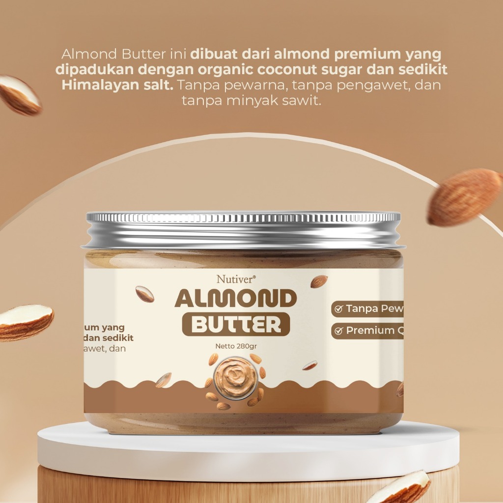 Nutiver Almond Butter 280gr | Selai Almond Premium Creamy Tanpa Pewarna & Pengawet Sehat Bergizi