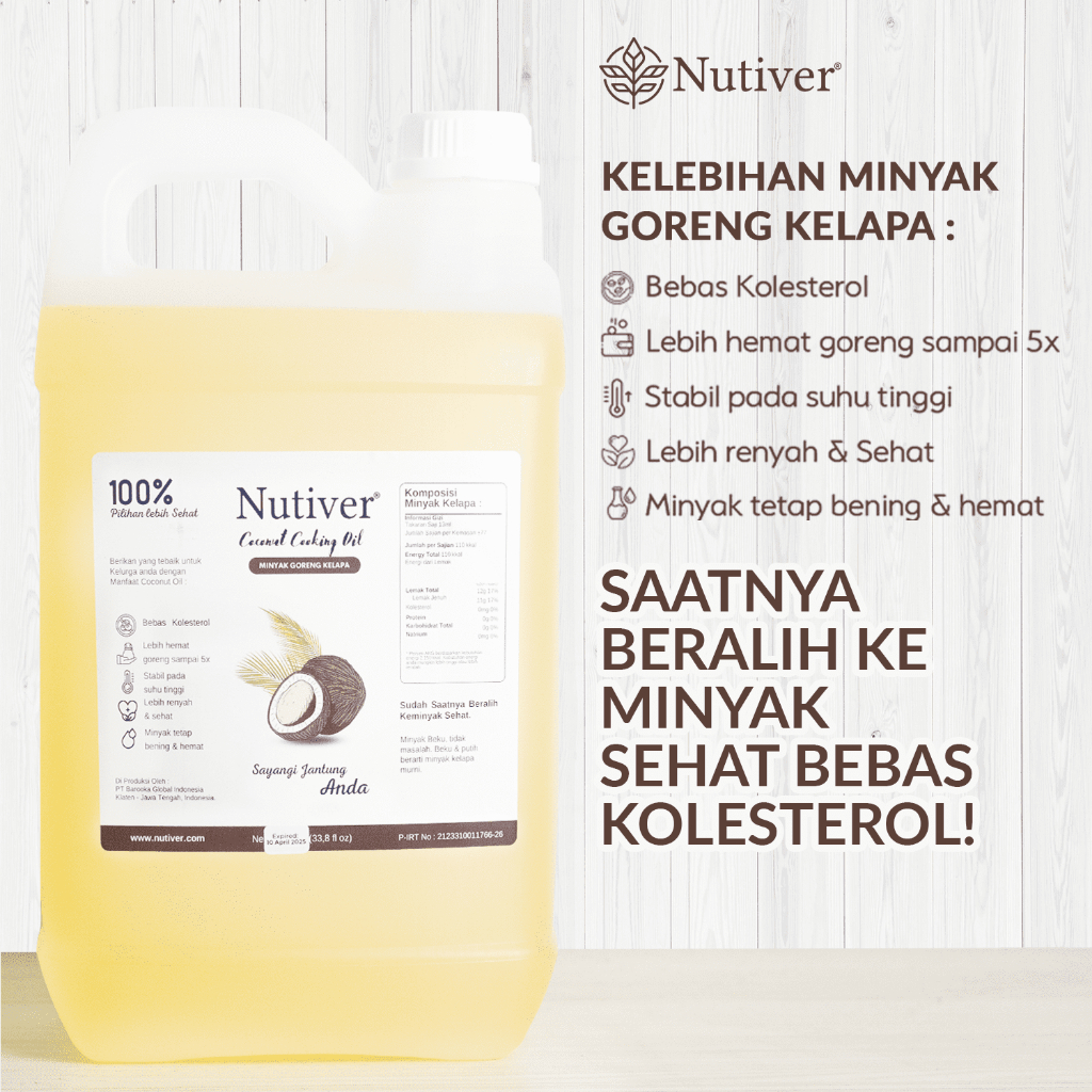 NUTIVER Minyak Goreng Kelapa 5 Liter Coconut Cooking Oil Sehat & Hemat untuk Memasak