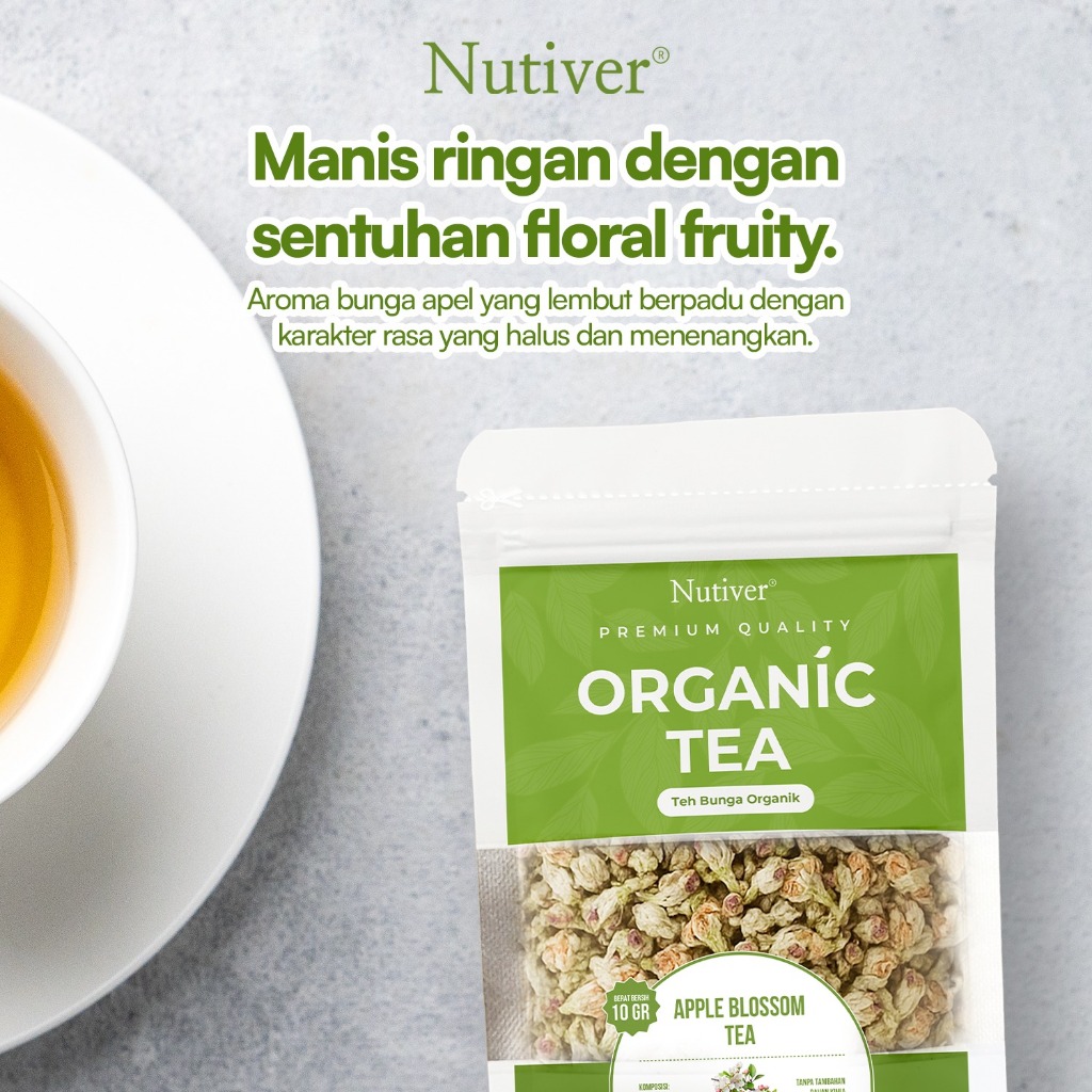 NUTIVER Teh Bunga Organik Aroma Apel Organic Tea Apple Blossom  Segar Herbal Relaxing Non Kafein 10g