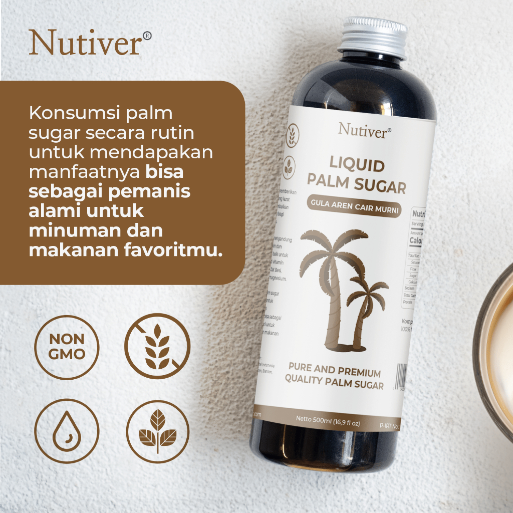 NUTIVER Gula Aren Cair Organik 500ml (720gr) Gula Aren Asli Brown Sugar Palm Sugar