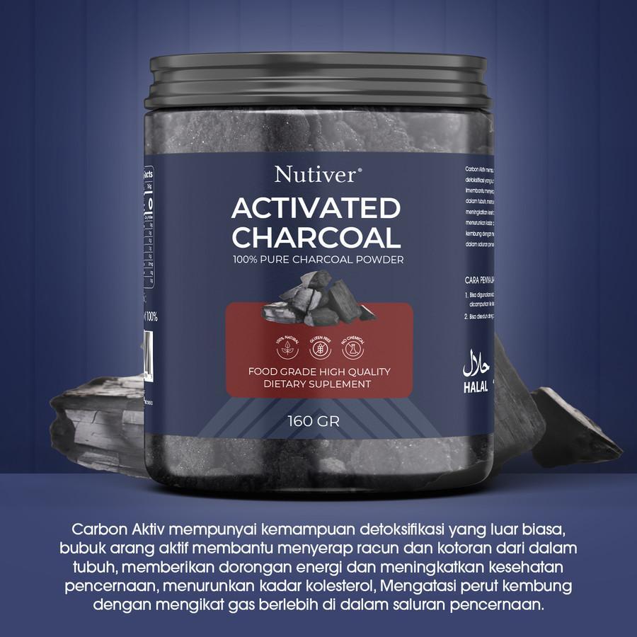 NUTIVER Arang Bubuk  Activated Charcoal   Arang Bubuk Murni Pure Charcoal Powder - 160 GRAM